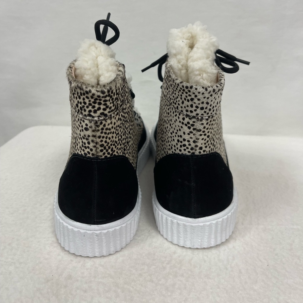 AQUA Womens Mini Pony Dots Beige Faux Fur Platform Hi Top Sneakers sz 8 NWT - Picture 8 of 11